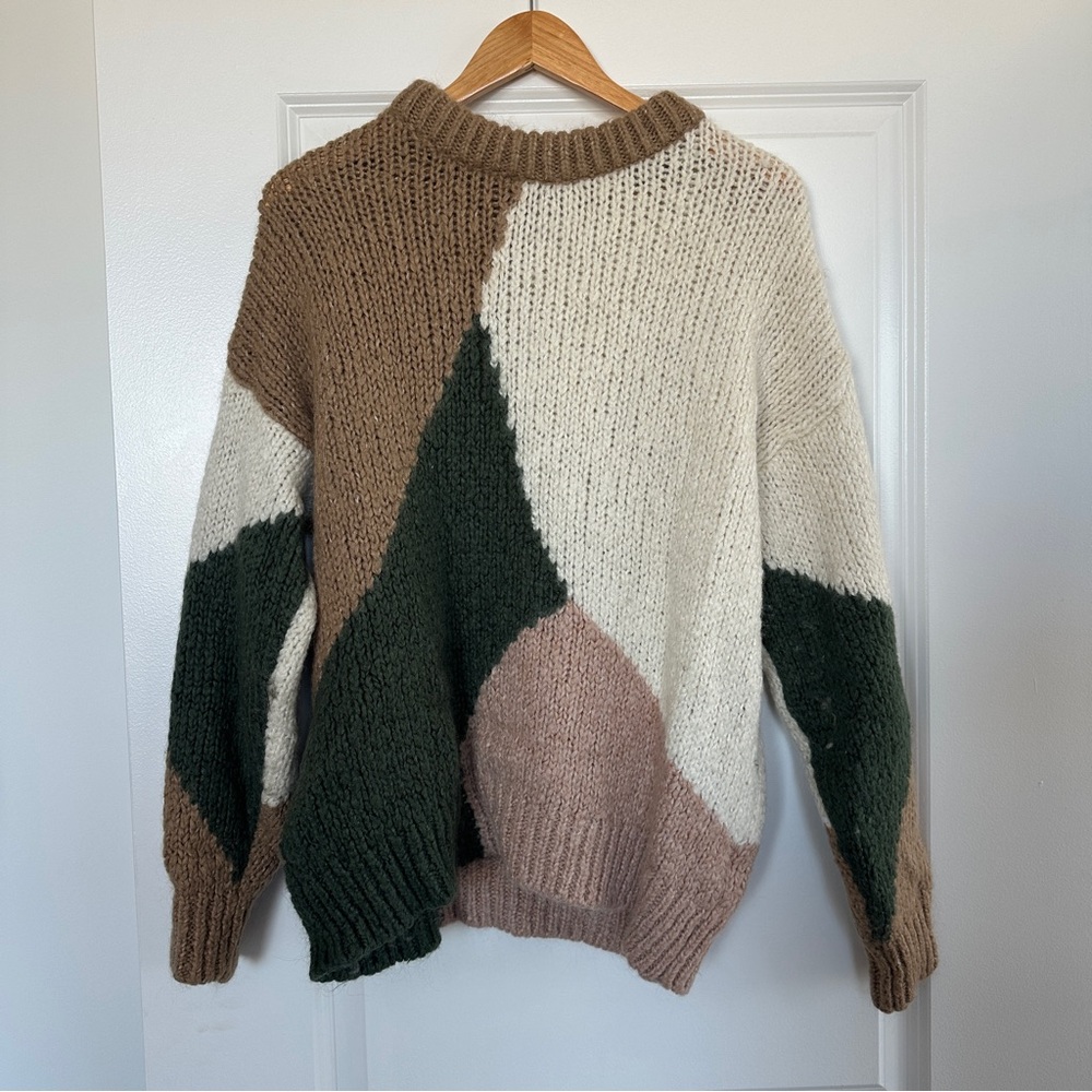 Zara color block wool blend sweater